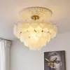 Luminária de Quarto Estilo Francês, Luminária Principal de Sala de Estar Vintage de Cor Creme de Luxo Leve, Lustre Americano Retrô de Vidro de Cristal, Luminárias de Iluminação para Quarto