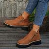 Botas Curtas de Salto Grosso Femininas 2025 Outono e Inverno Nova Moda Xadrez Zíper Duplo Salto Grosso Botas Femininas Martin Botas Femininas Ponto de Venda Atacado