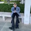 Chaqueta vaquera corta con hombrera azul claro para hombre estilo primavera y otoño marca de moda retro alta gama sentido canalla guapo limpiaf2026