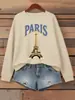 Sudadera con Estampado de la Torre Eiffel de París para Mujer Casual Holgada Ropa Deportiva Conjunto Completo Sudadera con Capucha Multicolor O