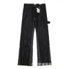 Pantalones Largos Casuales Unisex con Estampado de Letras Logo y Cordón Estilo Básico Tinta Salpicada Ropa de Pareja