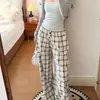 Pantalones casuales de pierna ancha con botones y estampado, estilo relajado y casual para mujer, nuevos para primavera-verano, corte holgado, con caída, adelgazantes, largos casuales