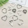 Colgante Hueco con Forma de Corazón de Plata Antigua con Pinchos DIY Collar Pendientes Accesorios de Joyería de Aleación con Forma de Corazón Colgante Transfronterizo