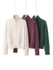 Cárdigan de Cremallera Doble Engrosado Suéter Puro de Cachemira 2026 Otoño/Invierno Nuevo Estilo Ropa de Punto para Mujer Chaqueta Cálida Cuello Alto Top