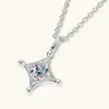 Collar Minimalista de Moissanita de Moda con un Toque de Lujo, Colgante de Plata Pura S925, Diseño de Estrella de Cuatro Puntas, Cadena para Clavícula al por Mayor