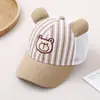 Bonito sombrero de sol de oso a rayas de dibujos animados para bebés, nueva gorra de béisbol de verano para niños, transfronterizo