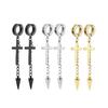 Pendientes de acero de titanio sin perforaciones con forma de cono en forma de cruz, cadena personalizada de estilo coreano, estilo punk transfronterizo de Amazon para hombre
