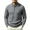 2026 Nuevo Suéter de Punto Acanalado para Hombre de Talla Grande Otoño/Invierno Transfronterizo con Cuello de Solapa, Ropa de Punto Casual, Camisa Básica de Moda