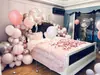 [Globo de hoja] Estilo Ins Globo Rosa Retro Diseño de Habitación de Boda Paquete Romántico de Vestir para Dormitorio de Boda Boda