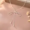 Collar con Borla de Lazo Deslizante, Diseño de Nicho de Lujo Ligero, Cadena Larga Ajustable para Suéter, Moderno y Elegante para Mujer