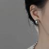 Pendientes de perla gris elegantes retro de plata esterlina S999 para mujer, joyería de oreja redonda con temperamento de alta gama francesa, venta al por mayor