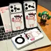 Funda de teléfono para selfie de chica con mascarilla, adecuada para Apple 17 Pro Max, diseño simple de dibujos animados, para Huawei, Xiaomi, Vivo, con ventana de visualización grande