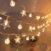 Cadena de luces solares para exterior, tienda de campaña de camping, decoración de ambiente navideño, luz de estrella con LED, luces de Año Nuevo, luz nocturna