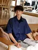 Camisa Blanca de Trabajo de Manga Corta para Hombre 2024 Verano Adolescentes Japoneses Camisa Chaqueta de Manga Media con Cuello