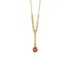 Collar de plata de ley S925 para mujer, colgante de gema gota de agua Luciérnaga del Crepúsculo estilo europeo, cadena para clavícula de cristal de granate de lujo ligero