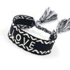 Presente de Dia dos Namorados Tamanho Ajustável Cor Fita Bordada Amor Borla Carta Charm Bracelet