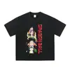 Camisetas Masculinas Estampadas Tendência Marca Lavada Manga Curta Oversize Vintage Europeu e Americano Gola Redonda Camisetas Masculinas de Manga Curta