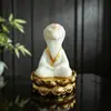 Adorno de Resina Estilo Chino Nuevo Noreste: Zorro de Nueve Colas y Hada Amarilla en Estilo Zen para Decoración de Mesa de Té en Casa, Venta al por Mayor