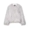 2025 Moda de Rua Europeia e Americana Outono/Inverno Feminina Nova Estilo Europeu e Americano Elegante Branco Pele Sintética Casaco de Pele