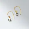 Nalan Plata de Ley S925 Ojo del Diablo Incrustado con Diamantes Lleno de Diamantes Gancho Redondo para Oreja Pendientes Cortos Personalizados Joyería E7274