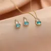 Pendientes de Calabaza con Circonita Azul de Fortuna y Prosperidad para Mujer, Pendientes de Nuevo Diseño Estilo Chino, Cadena para Clavícula, Set Elegante de Lujo Ligero