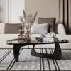 Mesa de centro de vidro para salas pequenas, design transparente nórdico minimalista moderno, mesa de chá redonda criativa Isamu Noguchi