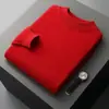 Suéter de Punto para Hombre Otoño Invierno 100% Lana Pura Cuello Medio Ajuste Regular Tallas Grandes Cachemira Camisa Capa Base para Hombre