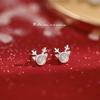 Pendientes de alce navideño de plata Jufeng S925, nuevos y sencillos pendientes de asta, pendientes de ópalo personalizados a la moda