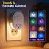 Luz Nocturna LED RGB de Siete Colores con Control Remoto, Brillo Ajustable, Sensor de Luz, Ruido Blanco para Dormir