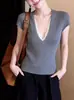 Colección Europea 2025 Otoño Nuevo Estilo Coreano Cuello Redondo Rayado Bloque de Color Moda Versátil Suéter de Punto Pulóver