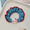 Gatito Dulce y Lindo Mezclilla Banda para el Cabello Intestino Delgado Flor Banda Elástica Alta Accesorios para el Cabello de Mujer para Cola de Caballo Baja