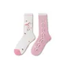 Calcetines de Moda Originales Asimétricos Estilo AB para Mujer Calcetines de Algodón de Verano Zhejiang Arte de Dibujos Animados Personalizado Calcetines de Algodón de Tubo Medio para Hombres y Mujeres