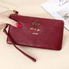 Clutch para Mujer de Piel de Vacuno de Capa Superior Europea y Americana, Temperamento, Cuero de Abeja, Cremallera, Cartera Larga para Teléfono Móvil, Clutch