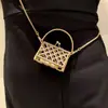Estilo francés lujo ligero alta gama moda elegante ins oro completo diamante hueco bolso colgante de collar collar cadena cruzada para mujer