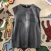 Chaleco Deportivo Holgado de Verano para Hombre Estilo Americano High Street Camiseta sin Mangas con Estampado de Letras para Pareja