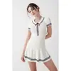Vestido de Punto Coreano NONTRADE Frankies Spicy Girl de Manga Corta con Solapa Línea A Falda Corta Mismo Estilo que Yu Shuxin