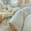 Juego de Ropa de Cama de Gasa de Doble Capa 100% Algodón con Bordado de Conchas, Estilo Fresco de Algodón Puro, Funda Nórdica y Juego de Sábanas para Cama Individual/Doble de Dormitorio