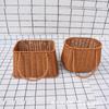 Cesta de Compras de Plástico Tejido Imitación Ratán Bolso de Mano con Orejas Vivas Cesta de Flores y Verduras Regalo de Acompañamiento Cesta de Almacenamiento