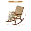 Cadeira de Rattan para Lazer em Casa Estilo Japonês Varanda Externa Cadeira de Balanço Madeira Maciça Simples Moderna Cadeira Reclinável Cadeira de Balanço de Rattan Durável