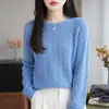 Suéter de Punto con Ganchillo Hueco Estilo Francés Perezoso, Cuello Redondo, Manga Larga para Mujer, Diseño de Cárdigan Transpirable, Suéter Versátil