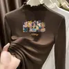Nueva Capa Interior Cálida de Otoño e Invierno, Top de Moda de Manga Larga para Niñas, Forro Polar, Volantes, Cuello Semialto, Ropa para Niños