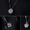 Collar de cubo de Rubik de amor chapado en platino directo de fábrica, ventana cuadrada de amor para mujer, cubo de Rubik de imitación coreana de moissanita