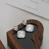 Nuevos Pendientes Personalizados de Circonita 2025 para Mujer Aguja de Plata S925 Pendientes Geométricos de Cubo de Azúcar de Nácar Joyería para Orejas