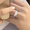 Anel para Mulheres Ins925 Prata Esterlina Tendência Cool Retro Minimalista Ajustável Coração Aberto Dedo Indicador Moda Personalidade