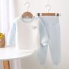 Traje térmico para bebé de nueve colores otoño e invierno con broche en el hombro, ropa de otoño de manga larga y pantalones largos, sin costuras, cintura alta con protección para el vientre, conjunto de dos piezas