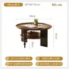 Mesa Redonda de Madera Maciza Vintage Francesa Mesa de Café de Doble Capa Antigua para Sala de Estar Combinación de Mesa Auxiliar Mesa de Té Pequeña de Diseñador