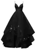 Vestido de noche largo para mujer, de comercio exterior, escote en V profundo con tirantes, falda abullonada, ceñido a la cintura, color liso, bajo irregular, suministro para estación internacional