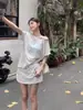 Tops de Verano para Mujer Camiseta de Manga Corta para Mujer Ropa de un Hombro de Gama Alta Linda Camiseta de Manga Corta Estampada Uniforme de Grupo Personalizado