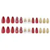 Moda Navideña Estilo Ins Europeo Americano Forma de Almendra Copo de Nieve Rojo Purpurina Dorada Pegatinas para Uñas Artísticas Removibles Uñas Artísticas