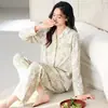 Pijamas Mais Vendidos para Mulheres 2026 Novo Outono Primavera Algodão Puro Casual Manga Longa Tamanho Plus Estampado Roupa de Casa Pode Ser Usado ao Ar Livre